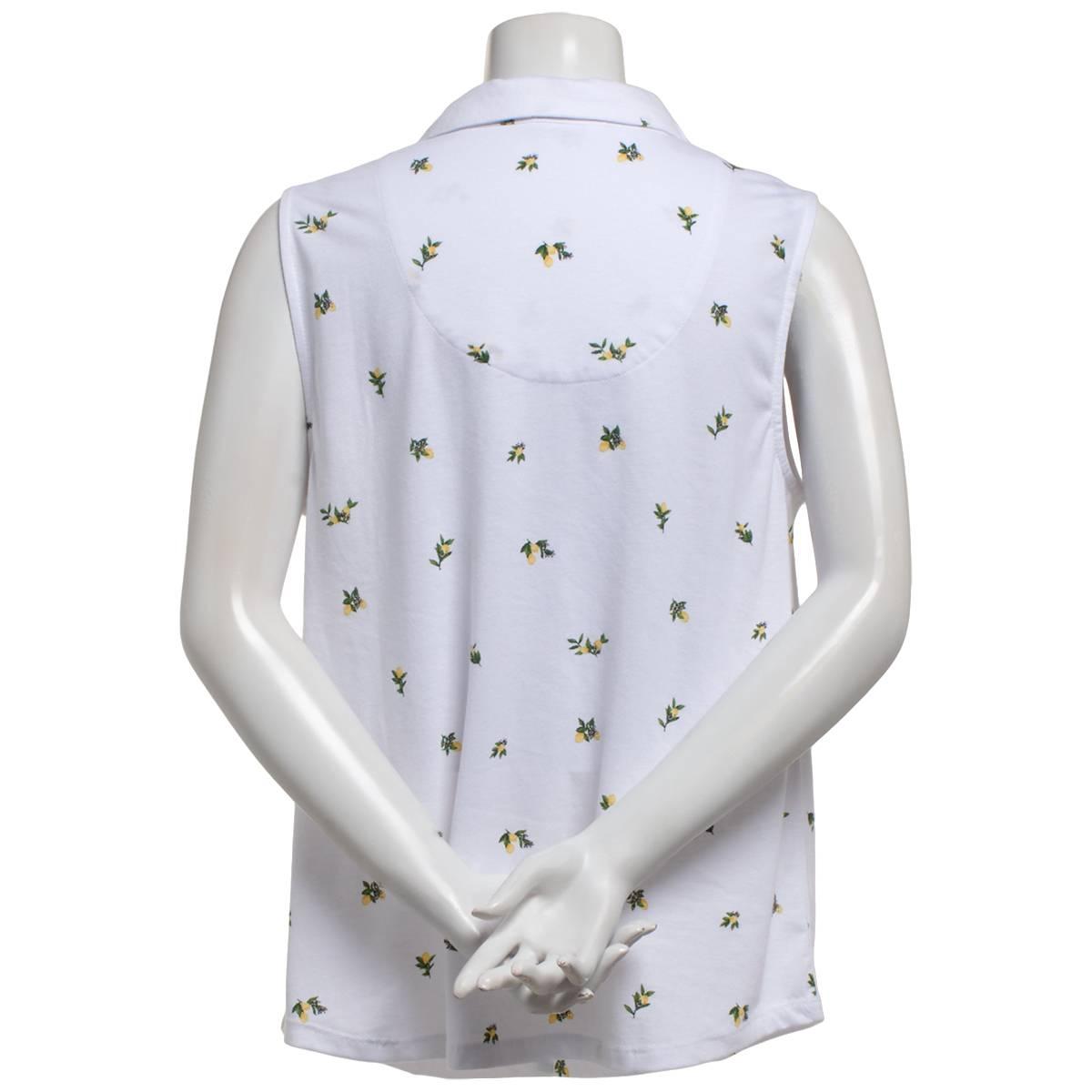 Womens Emily Daniels Sleeveless Ditsy Lemon Split Neck Blouse