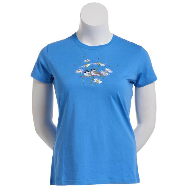 Womens Top Stitch by Morning Sun Rain Drop Chickadees Tee