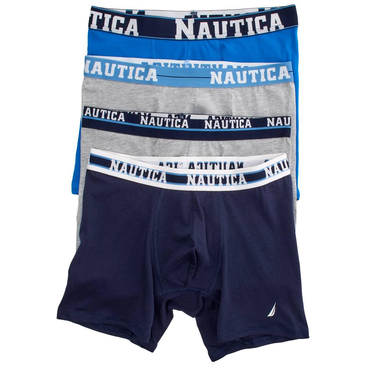 Mens Nautica 4pk. Boxer Briefs - Grey/Blue