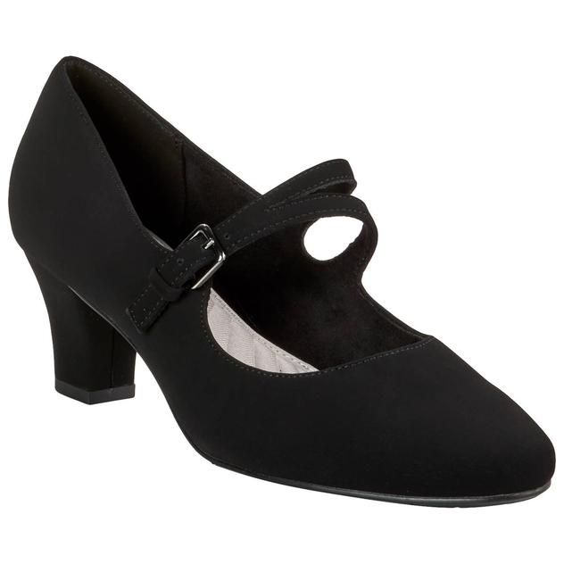 Womens Easy Street Meryl Black Faux Suede Mary Jane Pumps