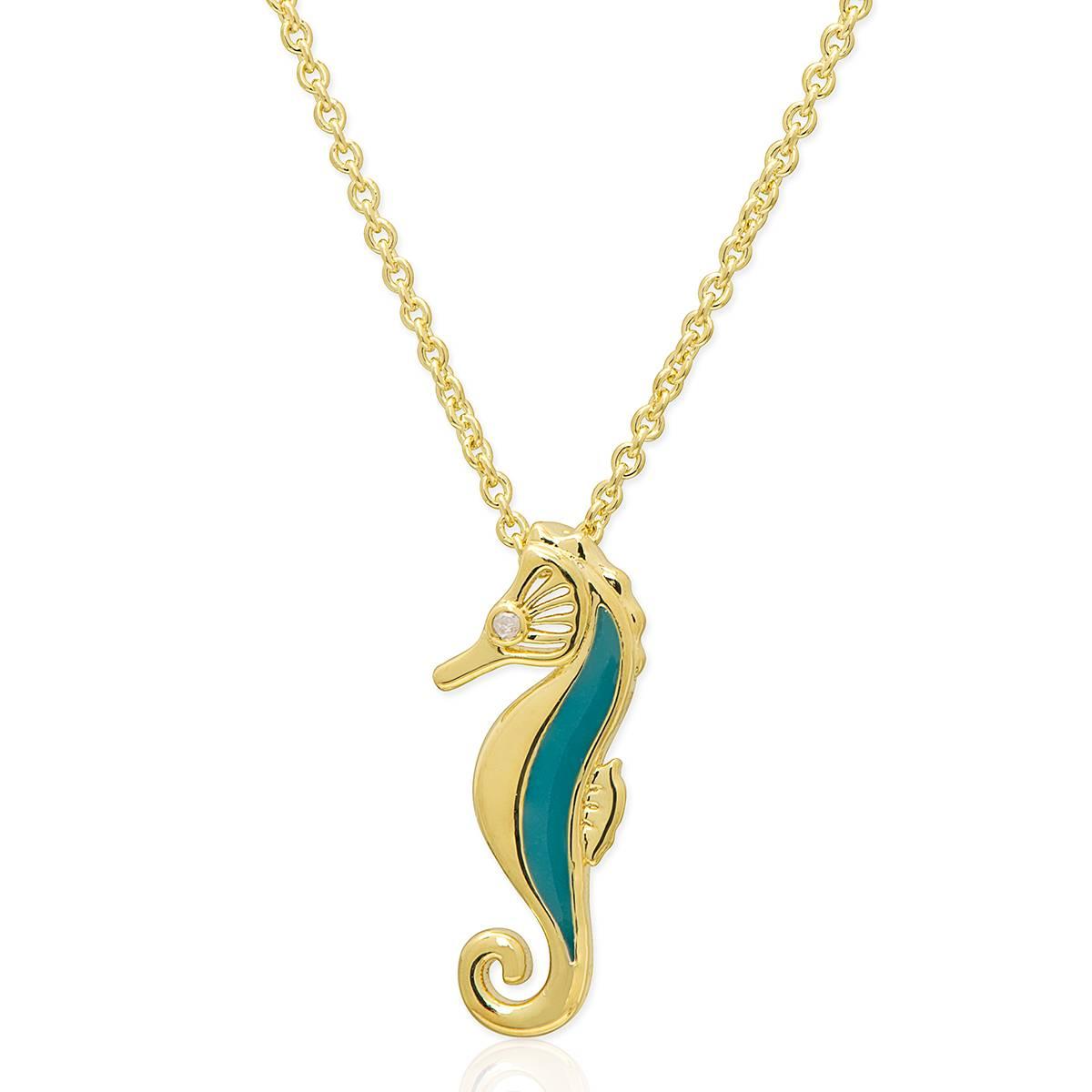 Accents by Gianni Argento Blue Enamel Seahorse Pendant