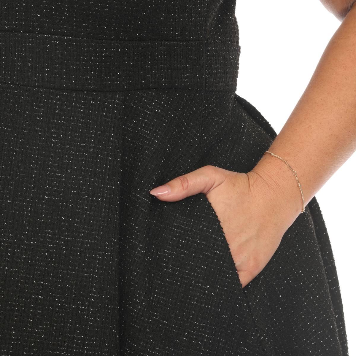 Plus Size White Mark Knee Length Tweed Fit and Flare Dress