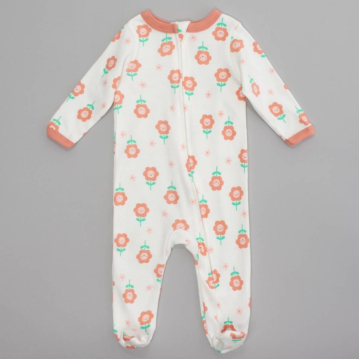 Baby Girl (NB-9M) baby views(R) Smiling Flower Zip Pajamas