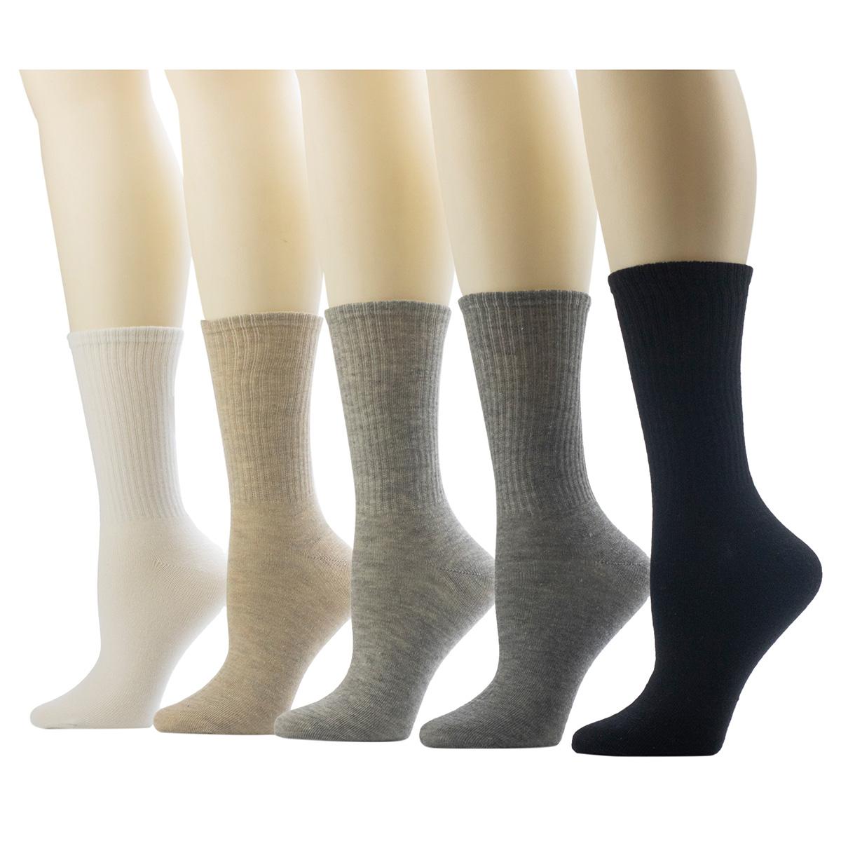 Womens Cuddl Duds 5pk. Rib Welt Crew Socks