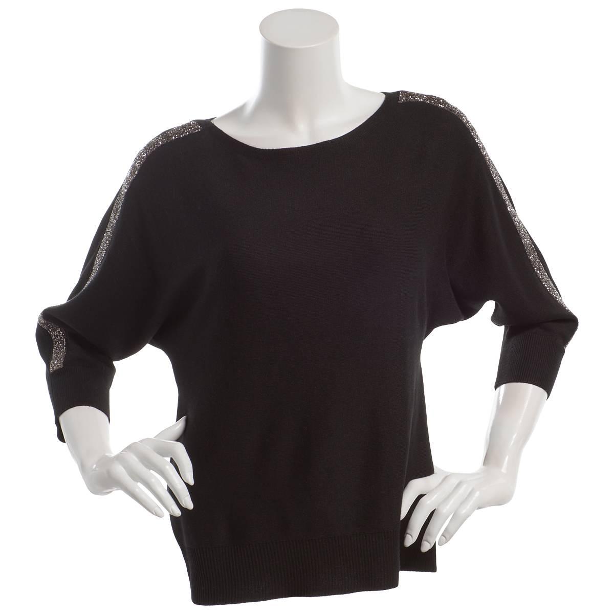 Womens Love Scarlet 3/4 Dolman Sleeve Glitter Tape Sweater