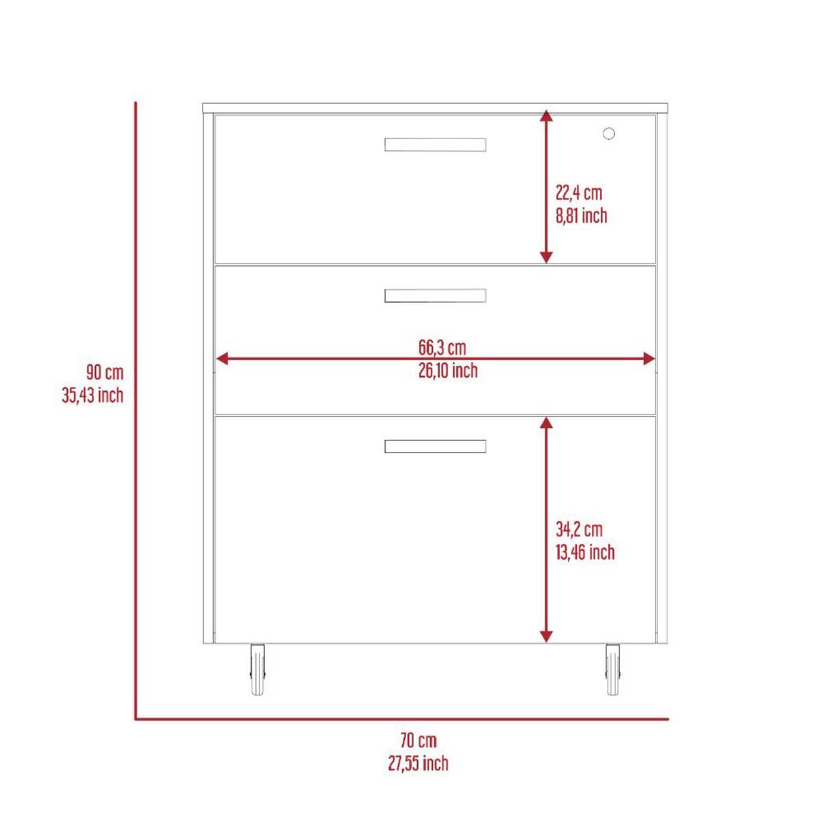 FM FURNITURE Penny 3 Drawer Storage Cabinet