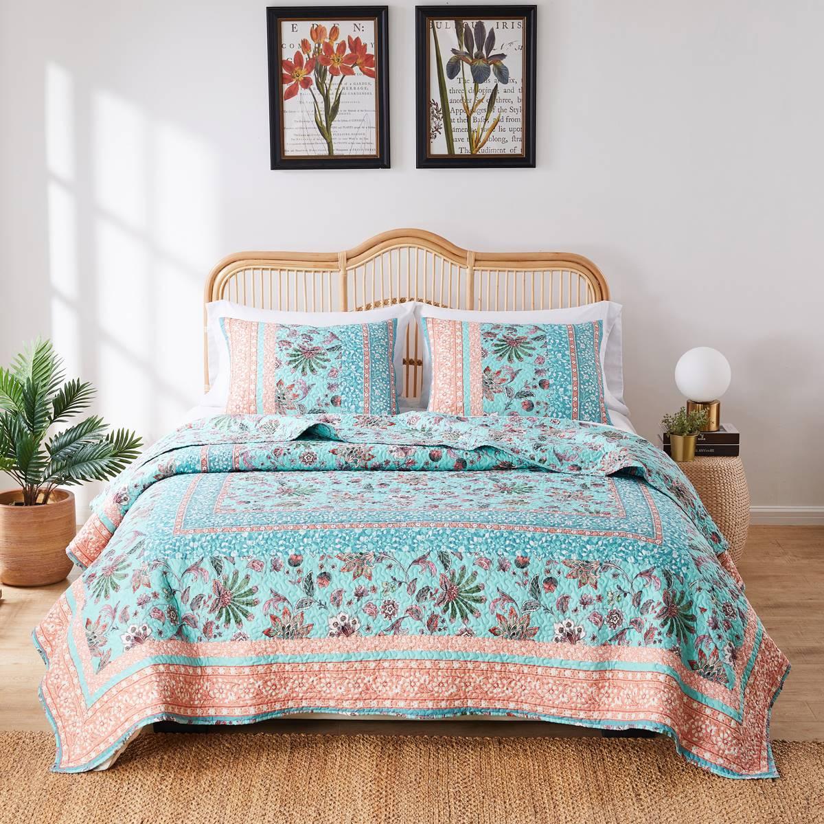 Greenland Home Fashions(tm) Audrey Tropical Turquoise Quilt Set