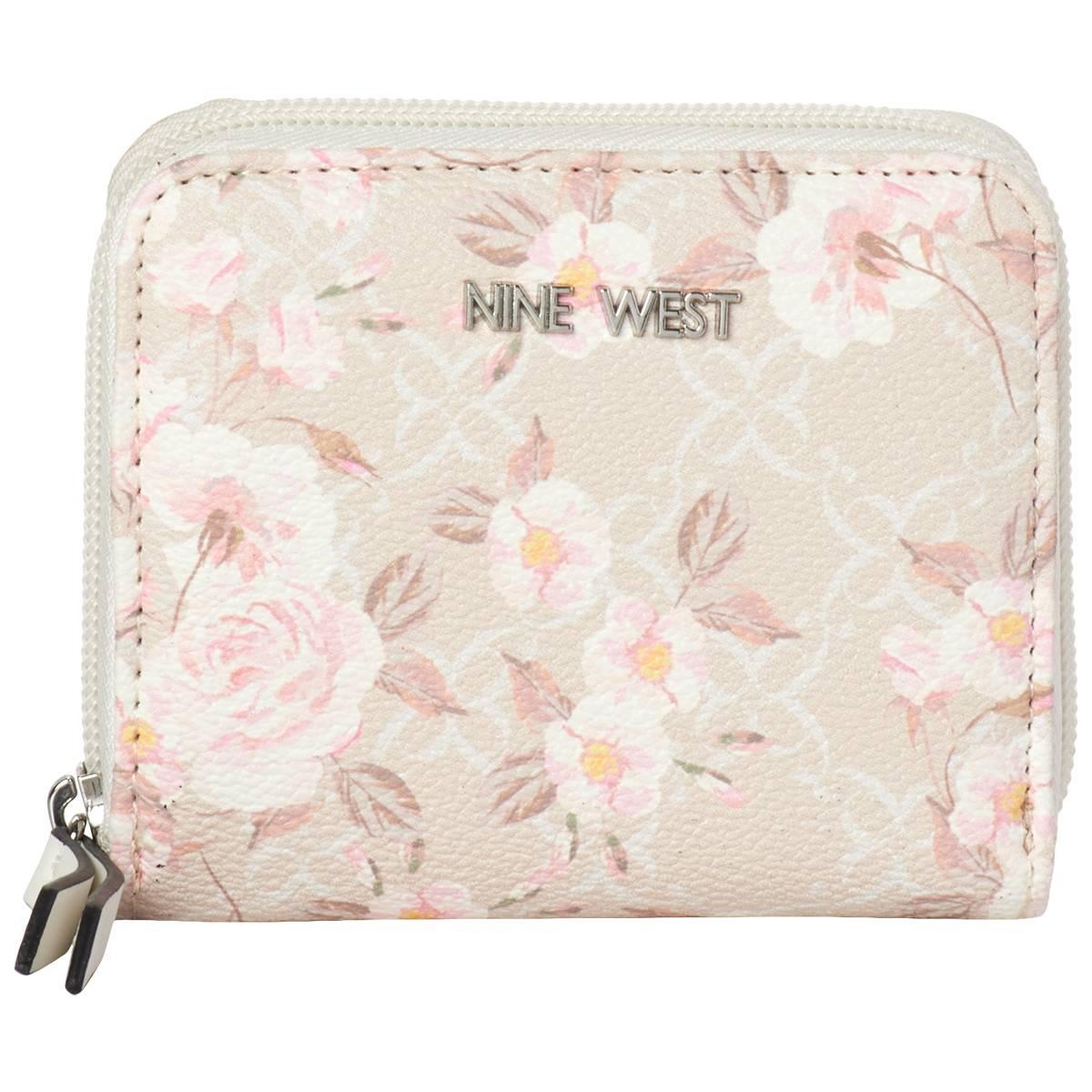 Womens Nine West Norah Zip Around Wallet - Milk Logo Floral