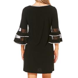 Petite MSK 3/4 Bell Sleeve Rhinestone Trim Shift Dress