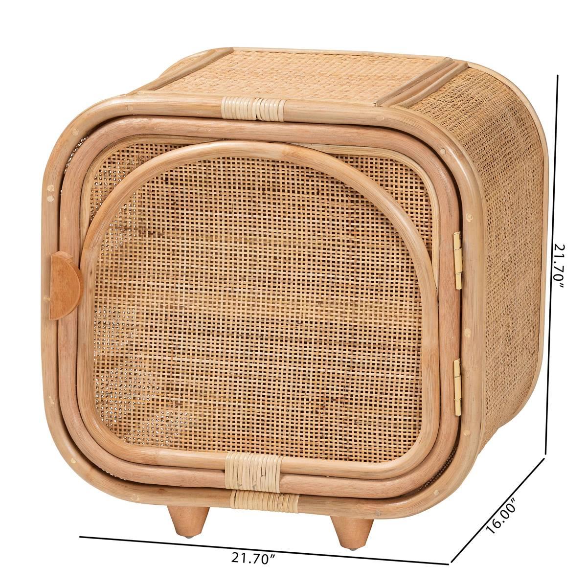 bali & pari Keita Bohemian Natural Rattan Nightstand