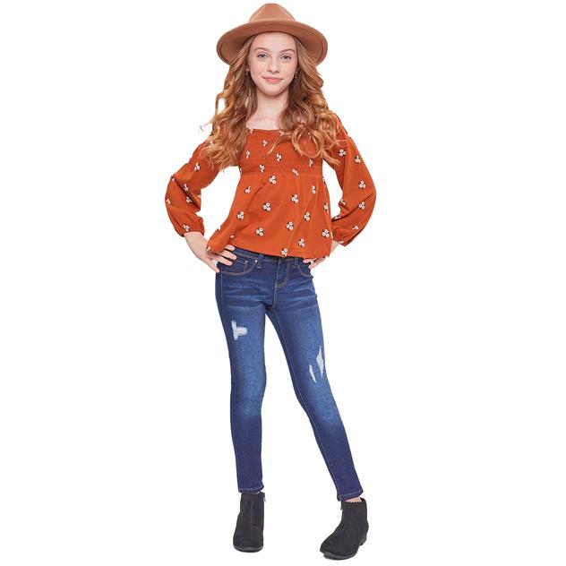 Girls (7-14) YMI® Basic 3 Pocket Distressed Skinny Jeans