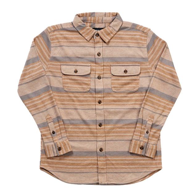 Boys (8-16) Tony Hawk Stripe Knit Button Down Shirt - Khaki
