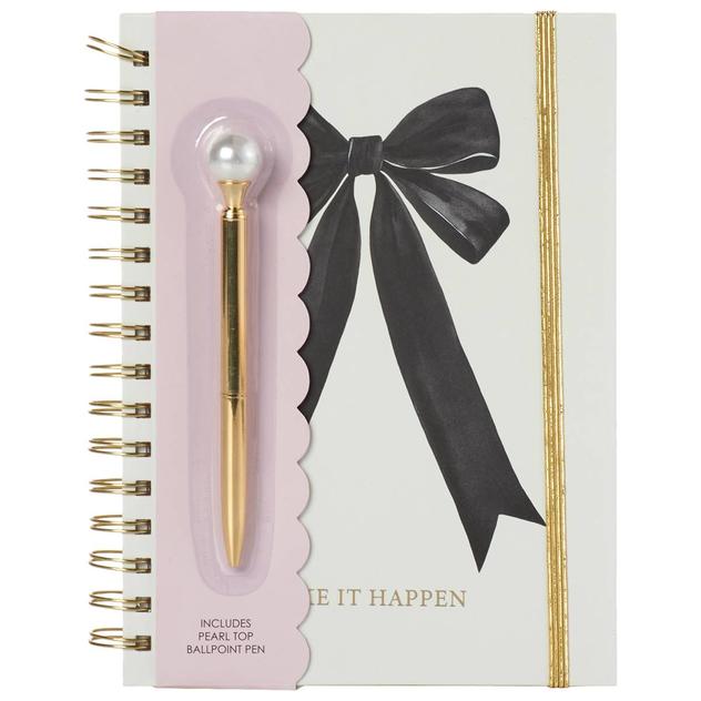 Black Bow Spiral Notebook with Pen