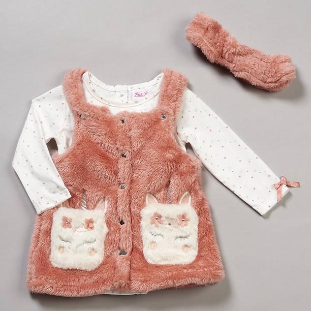Baby Girl (12-24M) Little Lass® 3pc. Fuzzy Unicorn Jumper Set