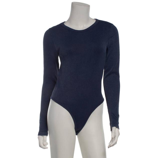 Juniors Derek Heart Alkaline Long Sleeve Ribbed Bodysuit