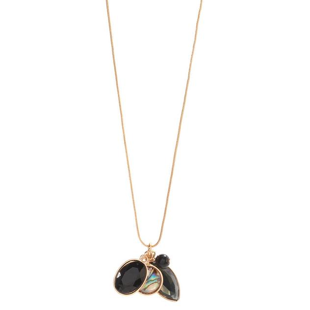 Ashley Cooper™ Black & Gold-Tone Gem Cluster Pendant Necklace