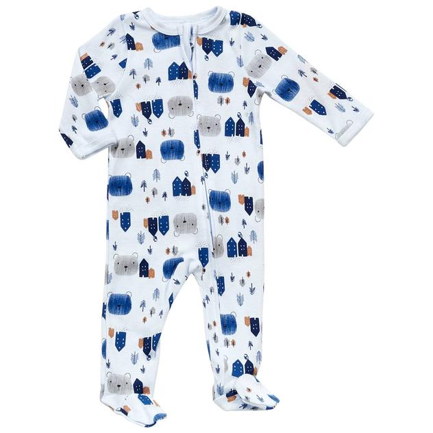 Baby Boy (NB-9M) Mini Hop Bear & Houses Footed Sleeper