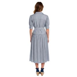 Womens Vivid Aura Short Puff Sleeve Stripe Shirtdress