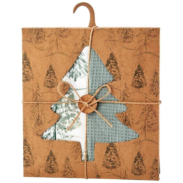 Season's Holiday Green Kitchen Towels - Set of 2