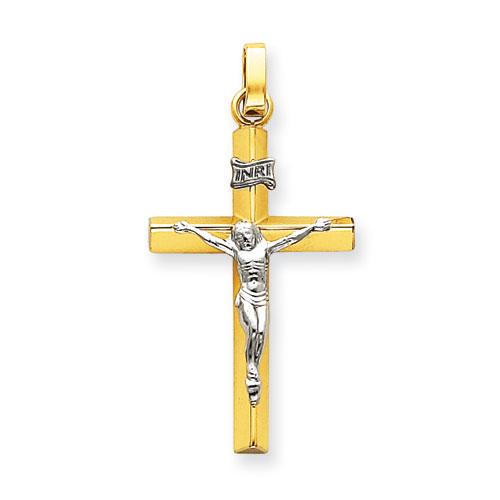 Unisex Gold Classics(tm) Two Tone INRI Hollow Crucifix Pendant
