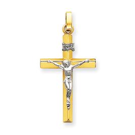 Unisex Gold Classics(tm) Two Tone INRI Hollow Crucifix Pendant