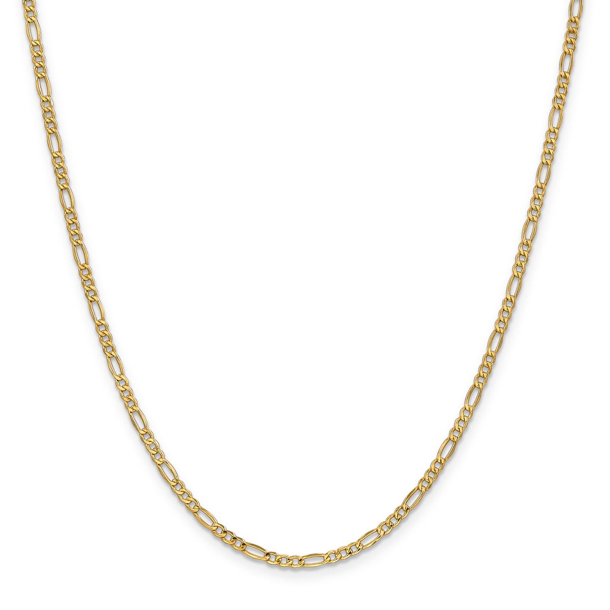 Gold Classics™ 2.5mm. 14k Semi Solid Figaro Chain Bracelet