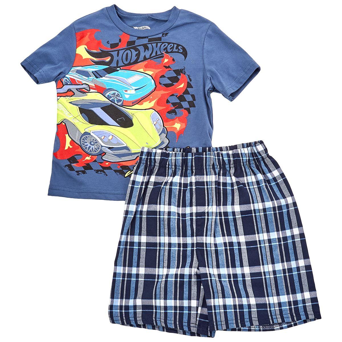 Toddler Boy Hot Wheels(R) Plaid Short Sleeve Top & Shorts Set