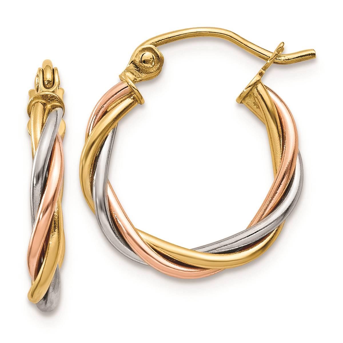 Gold Classics(tm) 14kt. Tri-Color 2.5mm Twist Hoop Earrings