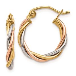 Gold Classics(tm) 14kt. Tri-Color 2.5mm Twist Hoop Earrings
