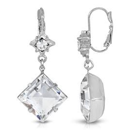 1928 Silver Tone Crystal Swarovski(R) Stone Drop Earrings