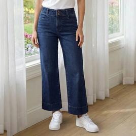 Womens Draper James Double Button Wide Leg Crop Denim Pants