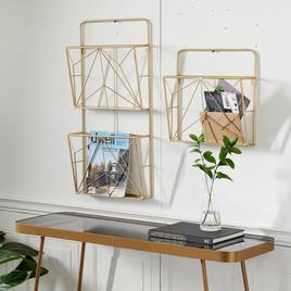 9th & Pike® Geometric Gold Metal Wall Mail Organizer - Set of 2