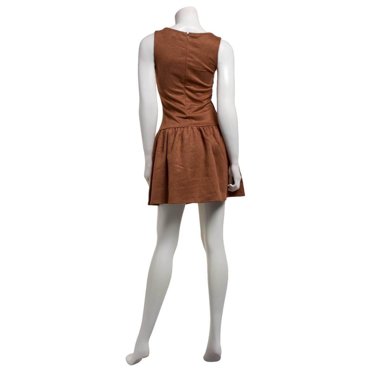 Juniors Madden Girl Suede Sleeveless Drop Waist Bow Skater Dress