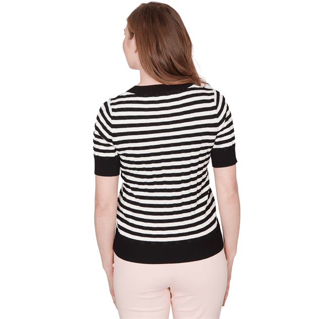 Womens Emaline Enchanted Bloom Short Sleeve Stripe Sweater
