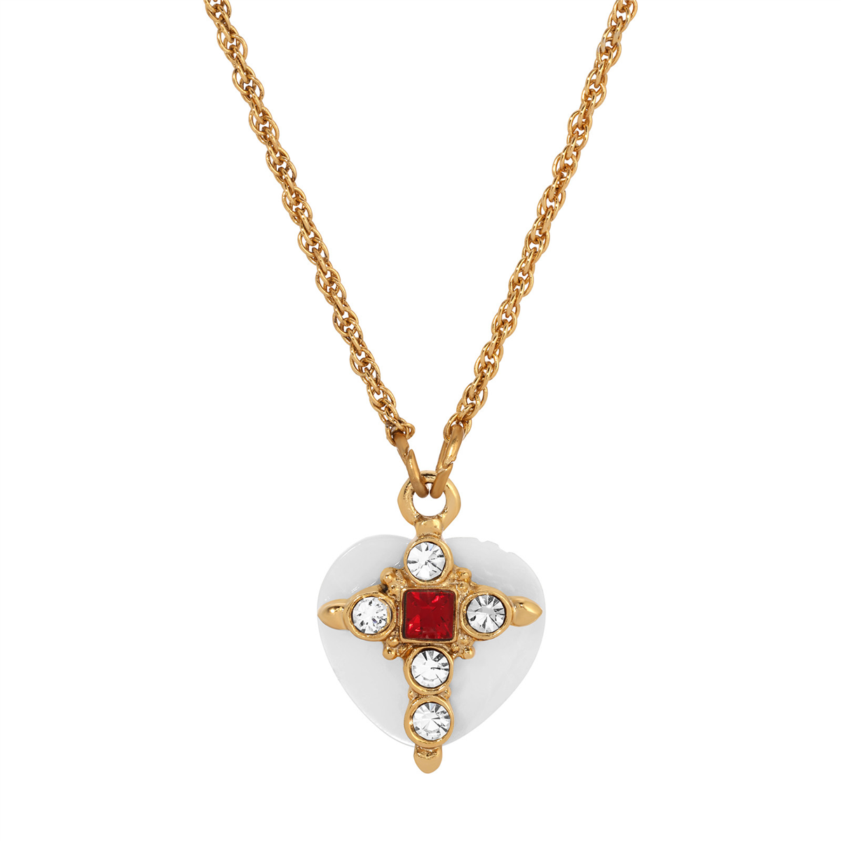 Symbols of Faith 14kt. Gold Dipped MOP Heart Necklace