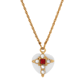 Symbols of Faith 14kt. Gold Dipped MOP Heart Necklace