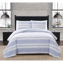 London Fog Fog Blue Stripe Duvet Cover Set