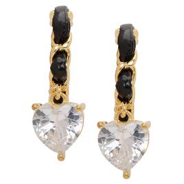 Gold Plated CZ Heart Drop Twist Hoop Earrings