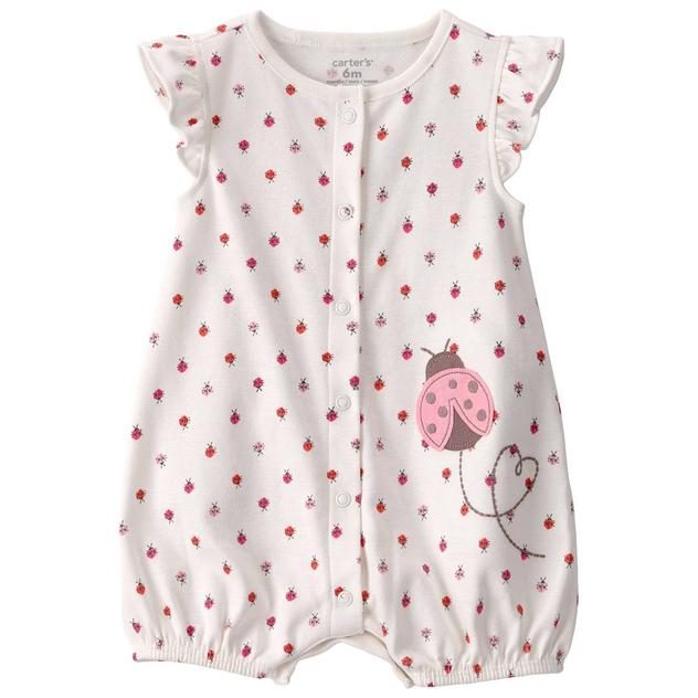 Baby Girl (3-24M) Carter's® Ladybug Flutter Cuff Romper