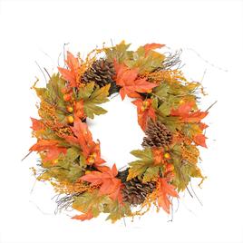 Northlight Seasonal Fall Leaves and Pumpkins Thanksgiving Wreath