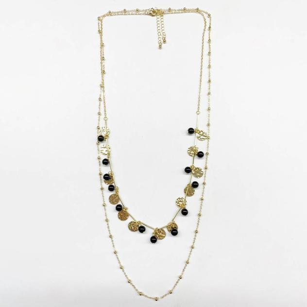 Ashley Cooper™ 2-Row Gold-Tone & Black Layered Charm Necklace