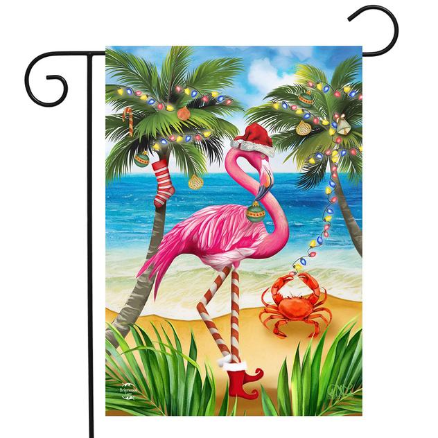 Briarwood Lane Christmas Paradise Flamingo Garden Flag