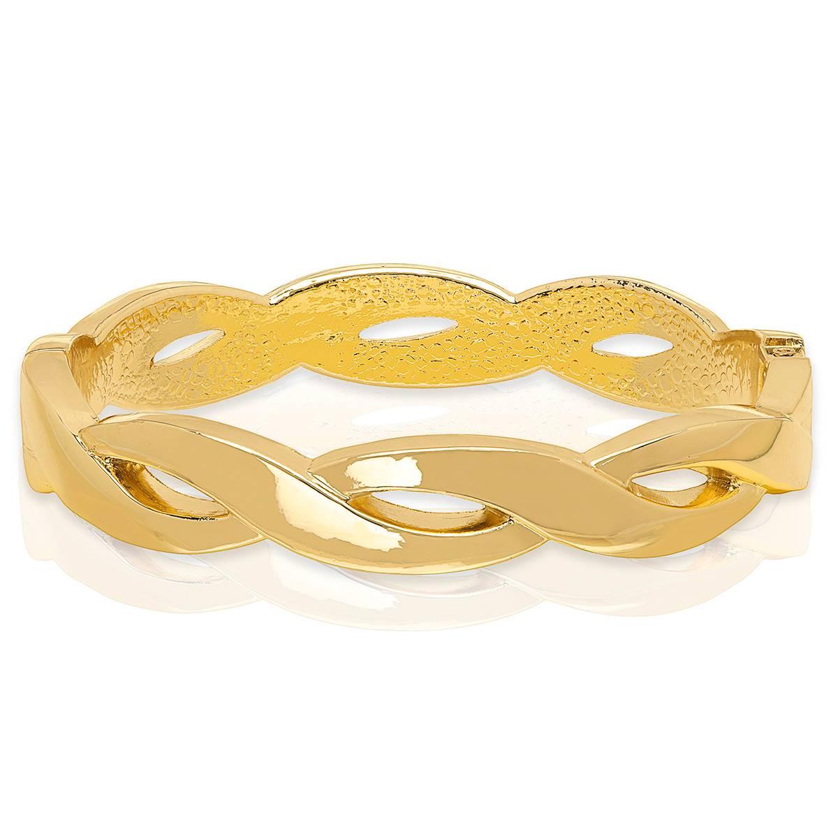 14kt. Gold Plated Hinge Braided Bangle Bracelet