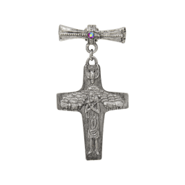 Symbols of Faith Pewter Tone Red Stone Pope Francis Cross Pin
