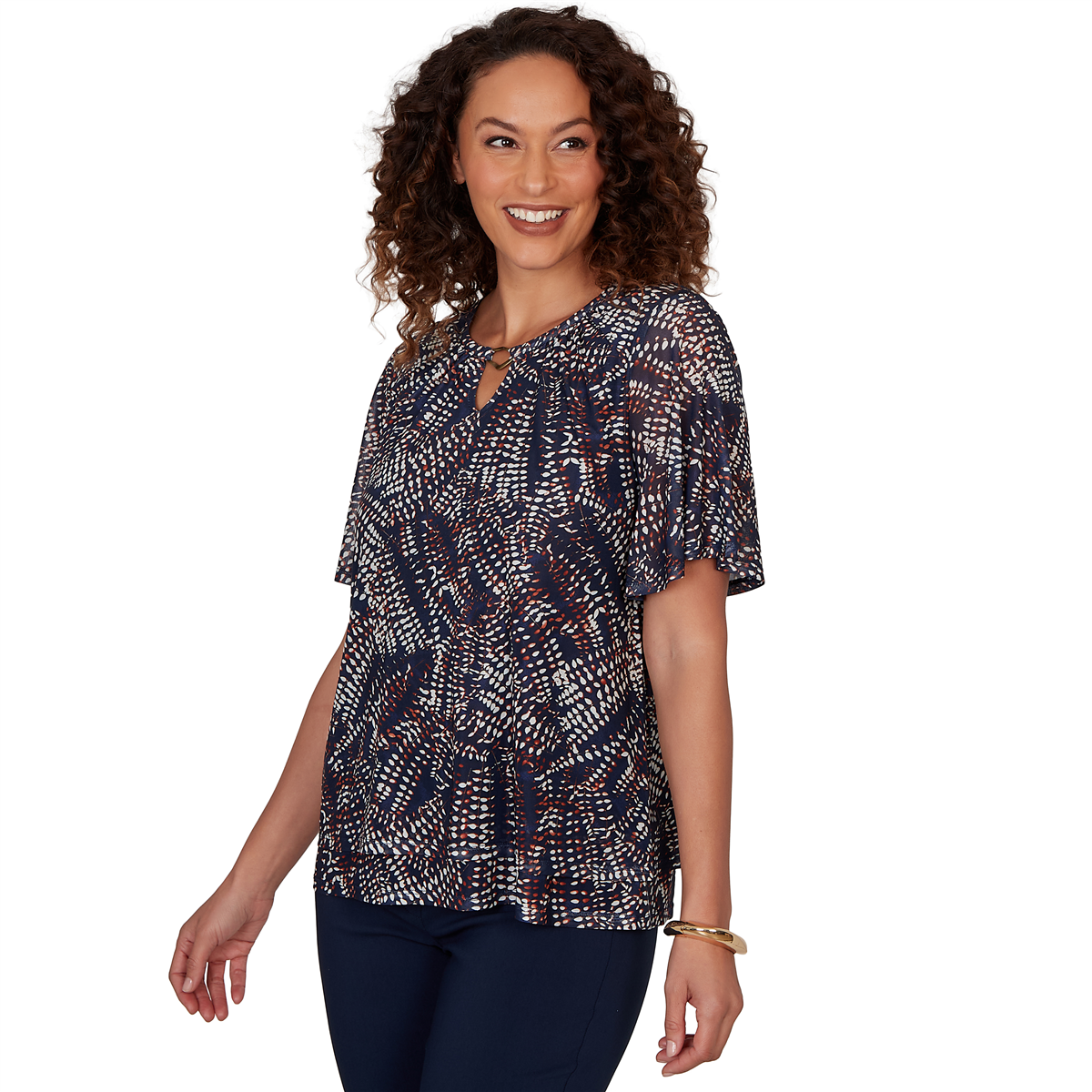 Womens Emaline Summer In The City Short Sleeve Tier Blouse