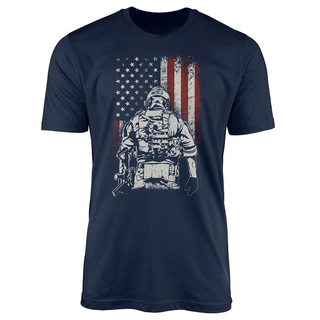 Mens Soldier & Flag Short Sleeve Graphic Tee