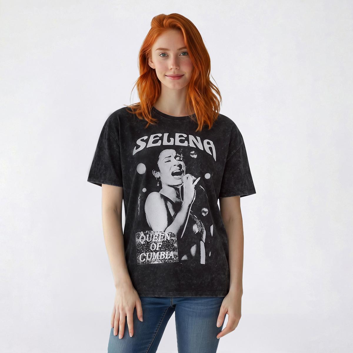 Juniors C-Life Mineral Wash Selena Song Lyrics Oversized Tee