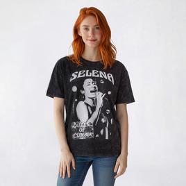 Juniors C-Life Mineral Wash Selena Song Lyrics Oversized Tee