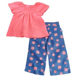 Toddler Girl Penelope Mack LTD(tm) Ruffle Top & Wide Leg Jean Set