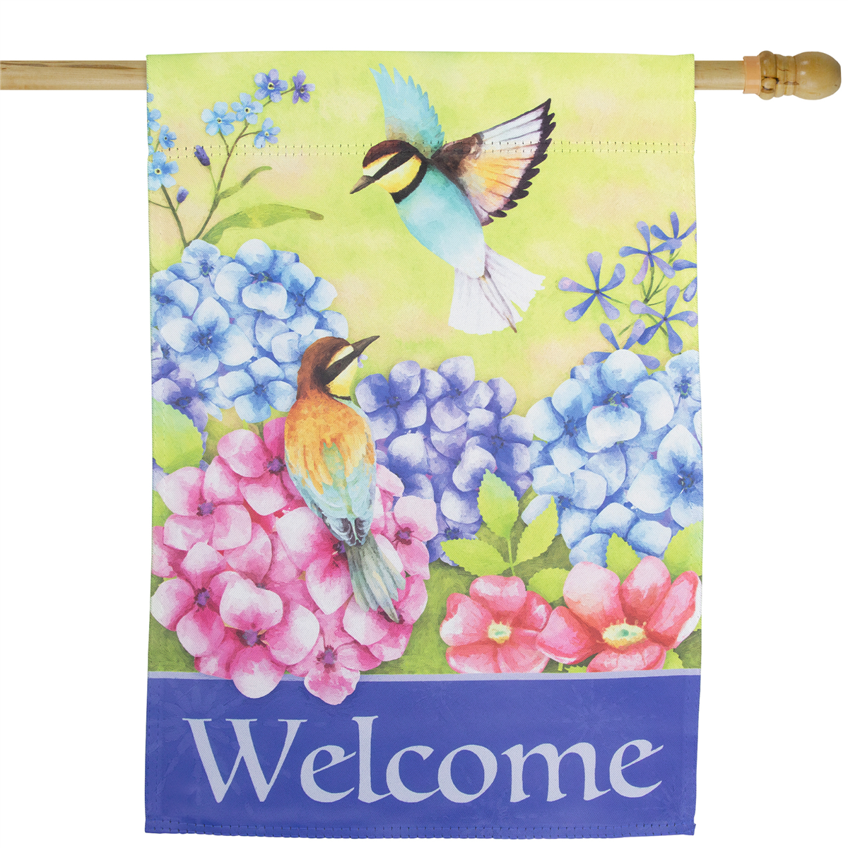Northlight Welcome Floral Hummingbird Outdoor House Flag